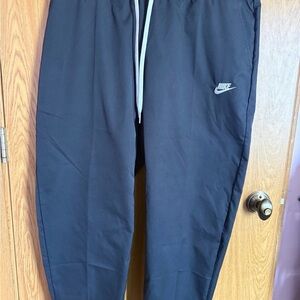 Nike Men's Black Jogger Sweatpants with White Drawstrings